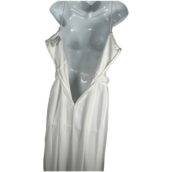 IEENA For MAC DUGGLE Long White Chiffon Formal Jumpsuit Evening Wear Size Medium - Picture 10 of 16